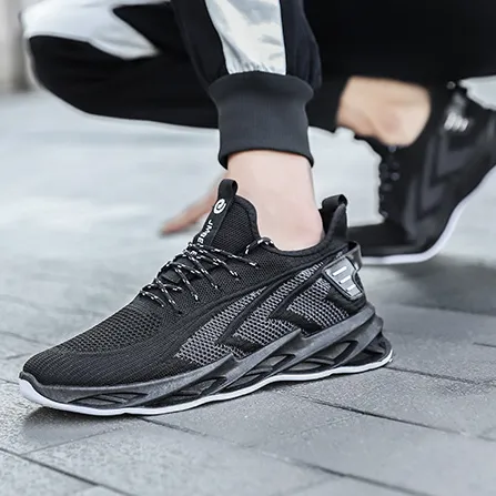 Men's Black Breathable Running Sneakers