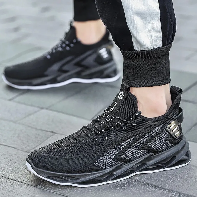 Men's Black Breathable Running Sneakers