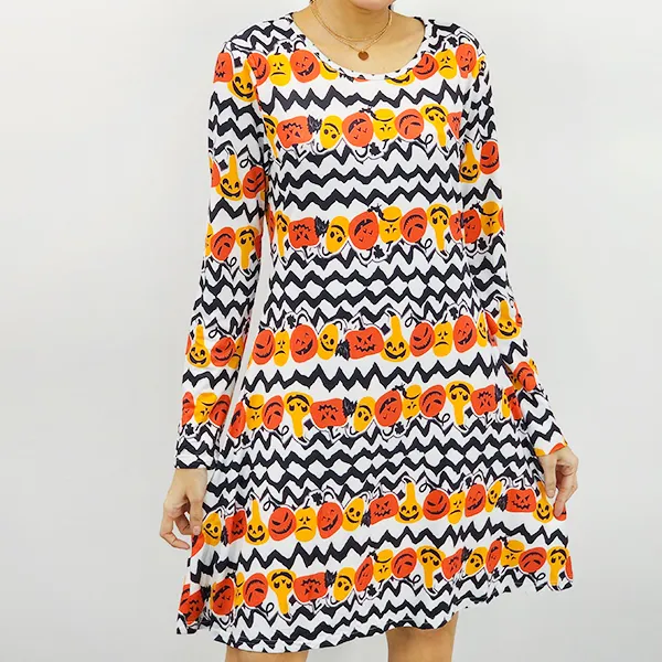 Halloween Themed Long-Sleeve Dress