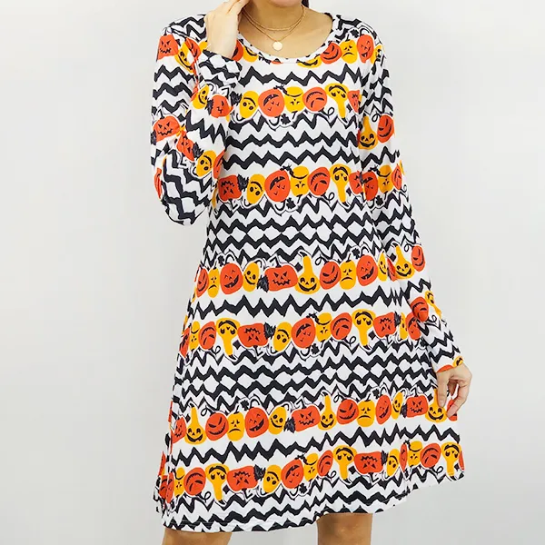 Halloween Themed Long-Sleeve Dress