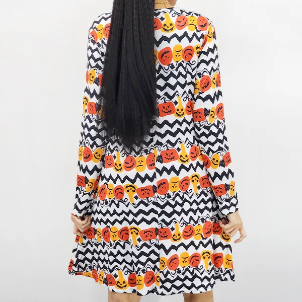 Halloween Themed Long-Sleeve Dress