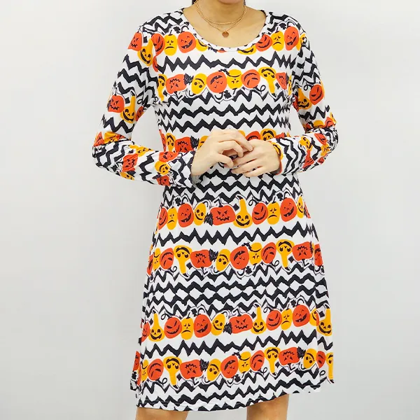 Halloween Themed Long-Sleeve Dress