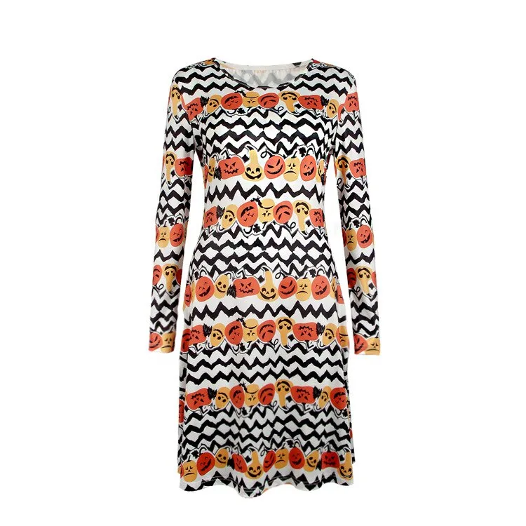 Halloween Themed Long-Sleeve Dress