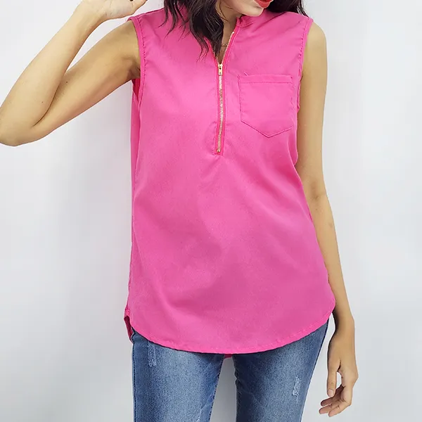 Elegant Green Sleeveless Blouse with Notched Neck & Flare Sleeves