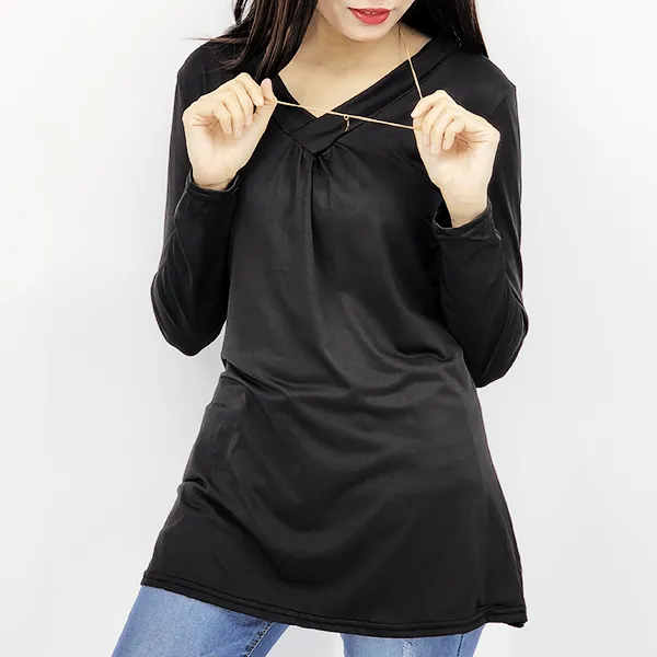 V-Neck Blouse Ruffled 3/4 Sleeves Above Knee Length Perfect for Casual Occasions
