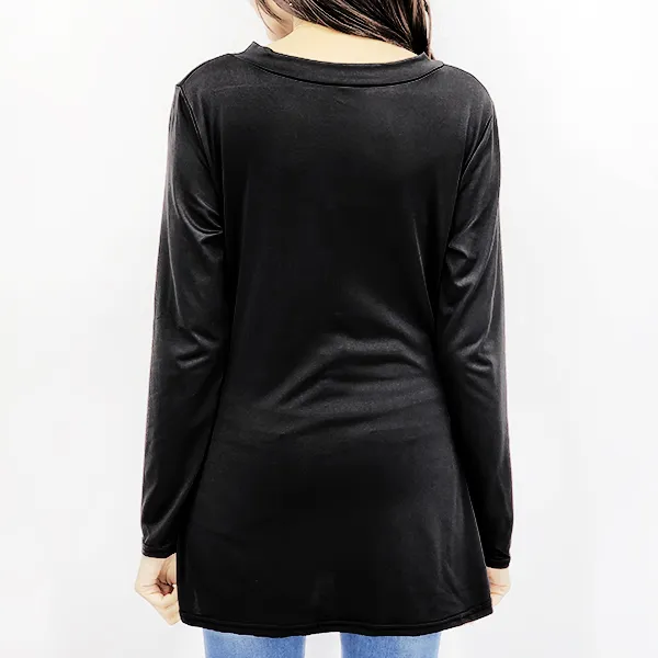 V-Neck Blouse Ruffled 3/4 Sleeves Above Knee Length Perfect for Casual Occasions