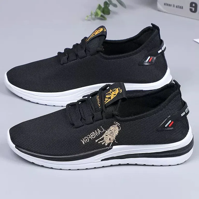 Men's Black Athletic Slip-On Sneakers