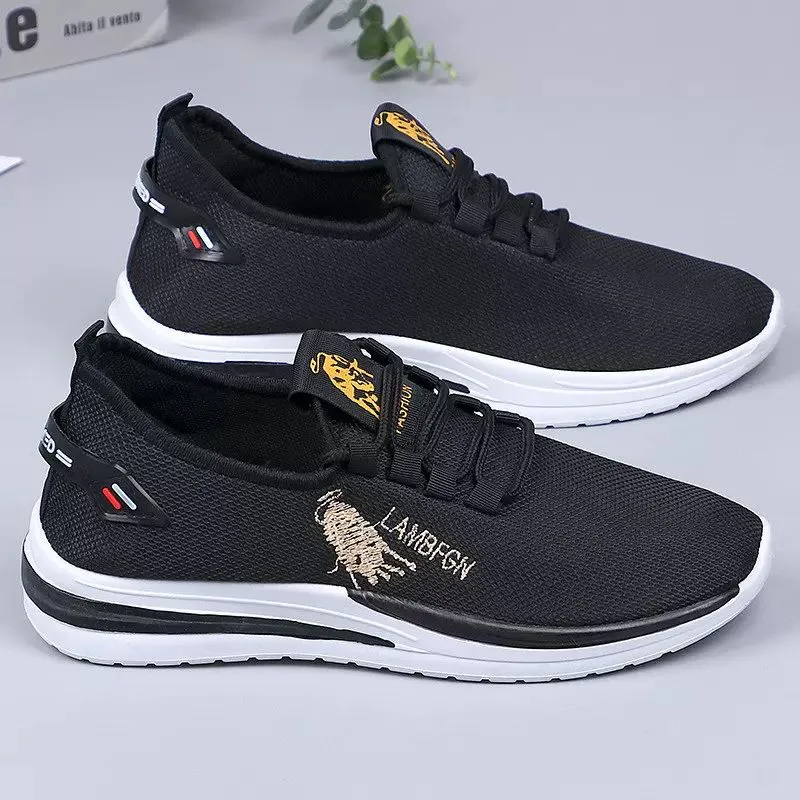Men's Black Athletic Slip-On Sneakers