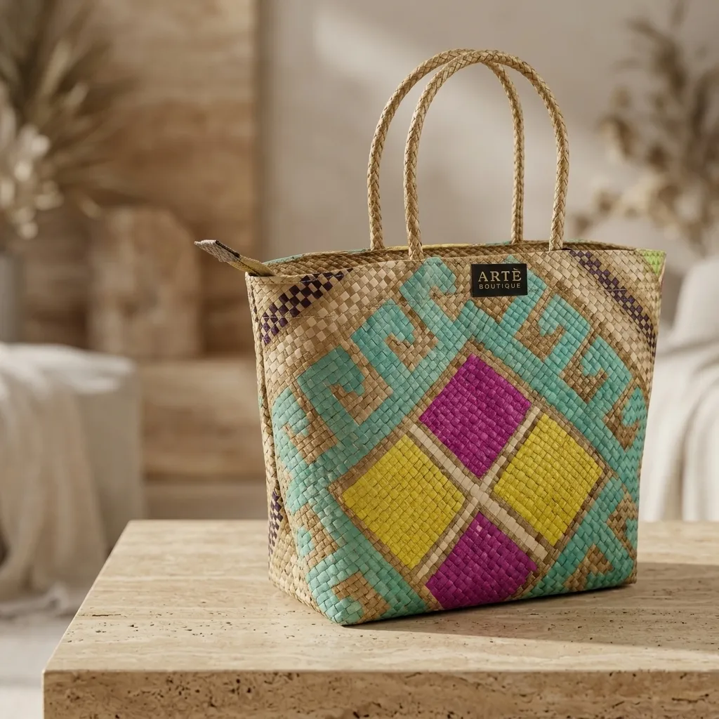 Handwoven Artisan Geo Tote - Small (002)