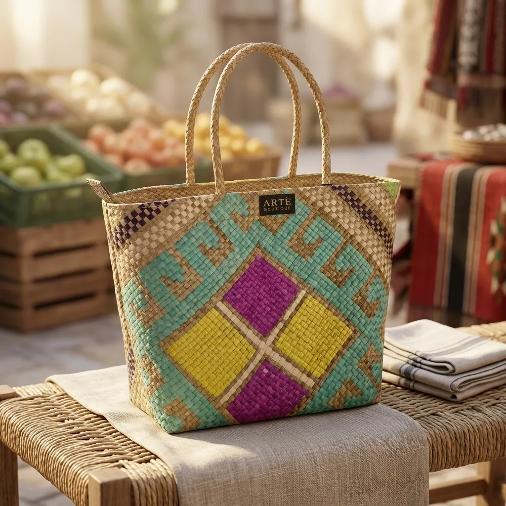 Handwoven Artisan Geo Tote - Small (002)