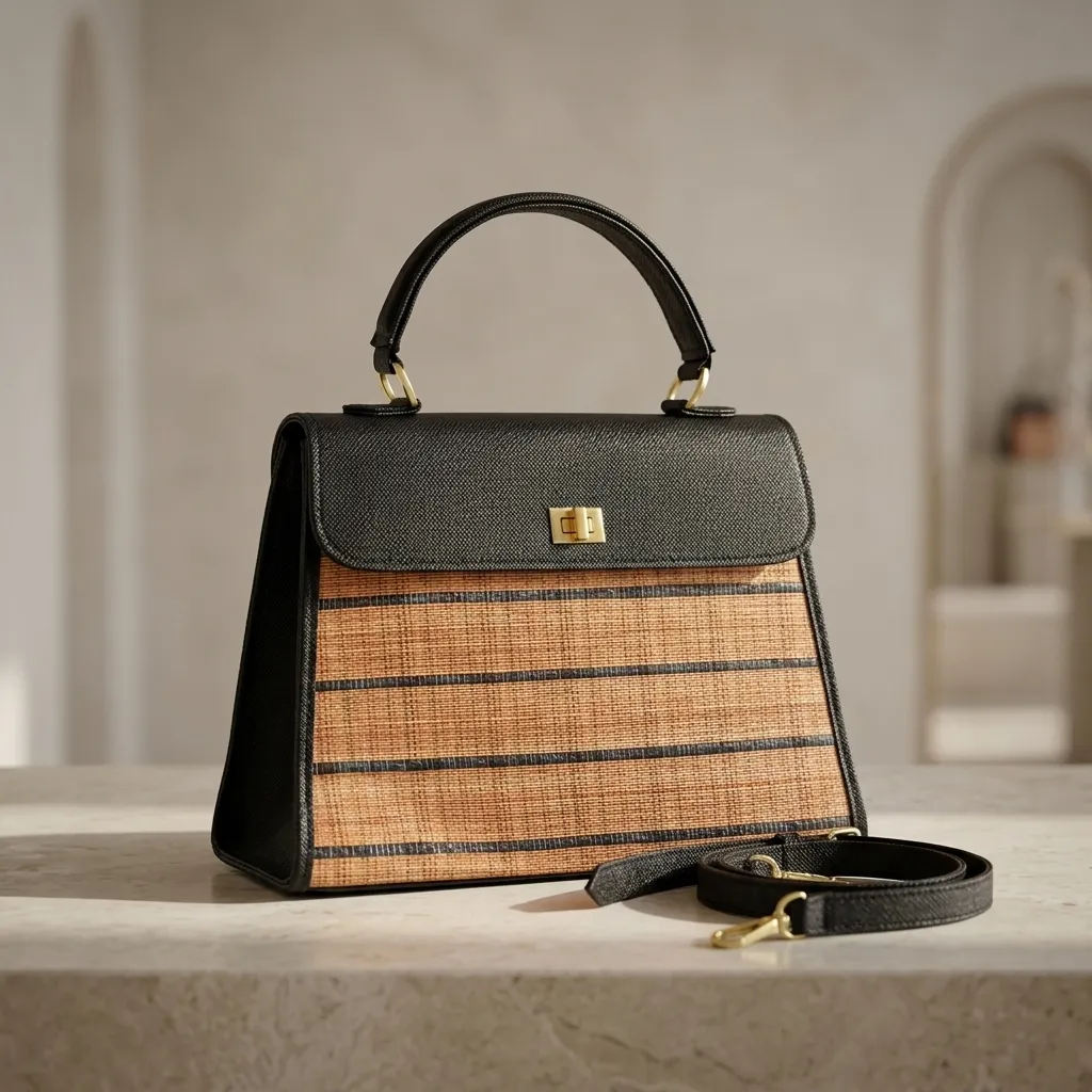 Artisan Woven Top-Handle Orange Stripe