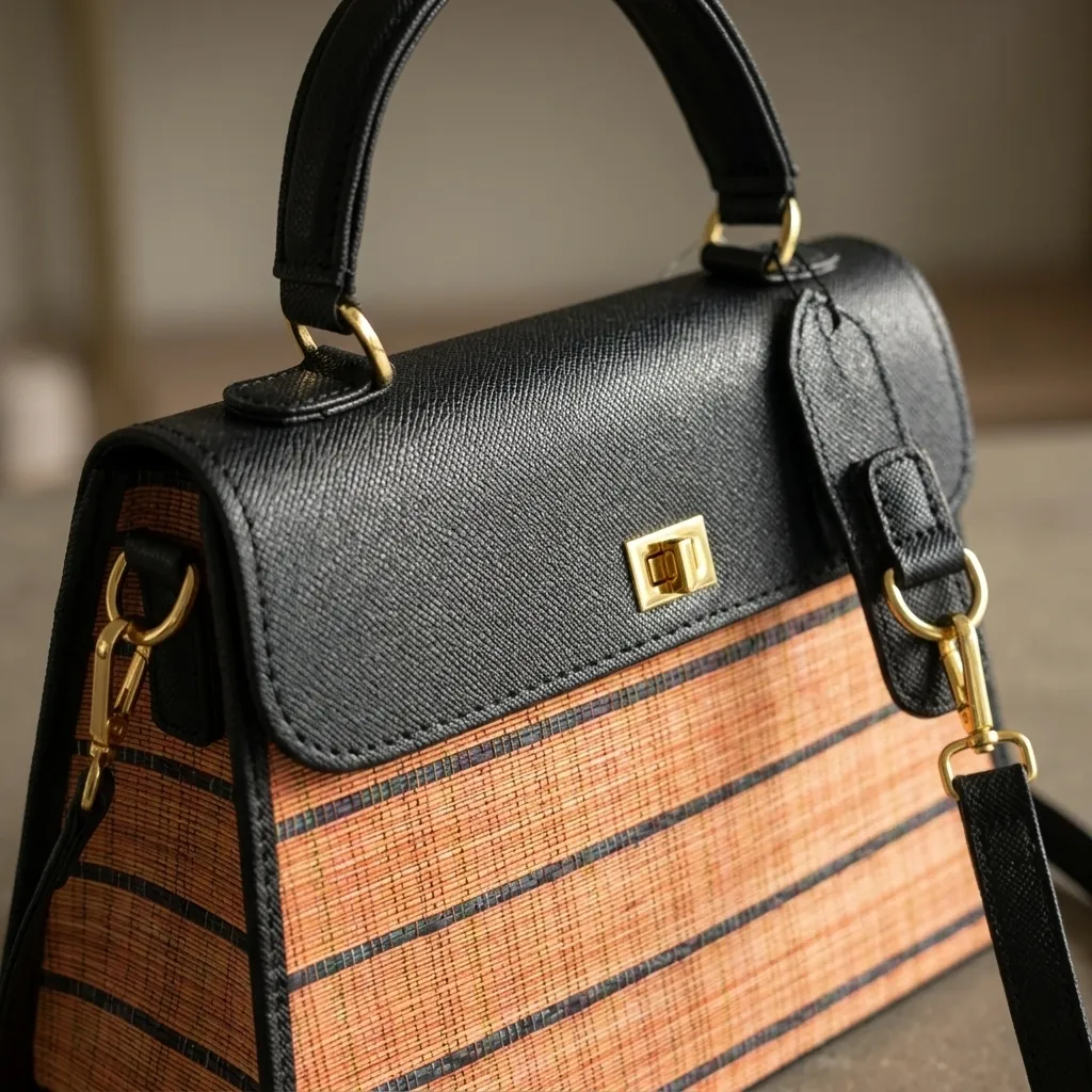 Artisan Woven Top-Handle Orange Stripe