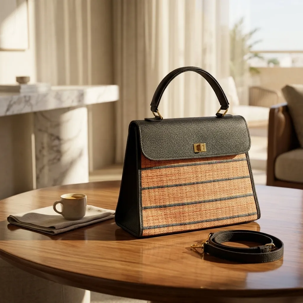 Artisan Woven Top-Handle Orange Stripe