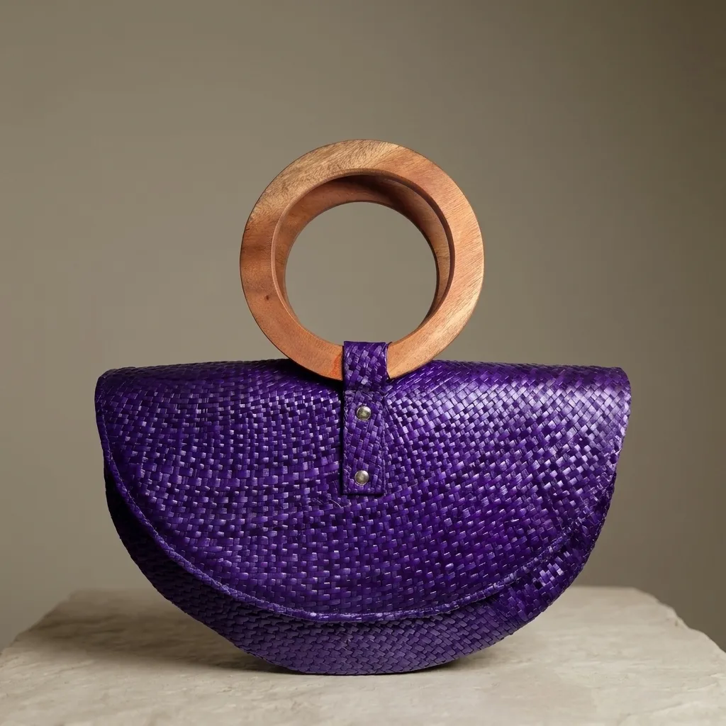 Handwoven Purple Halfmoon Tote