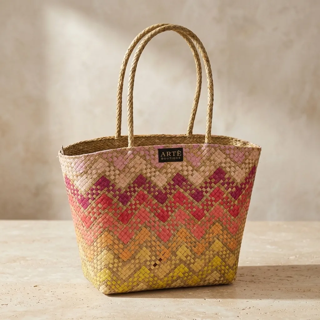 Handwoven Sunset Market Tote - Small (003)