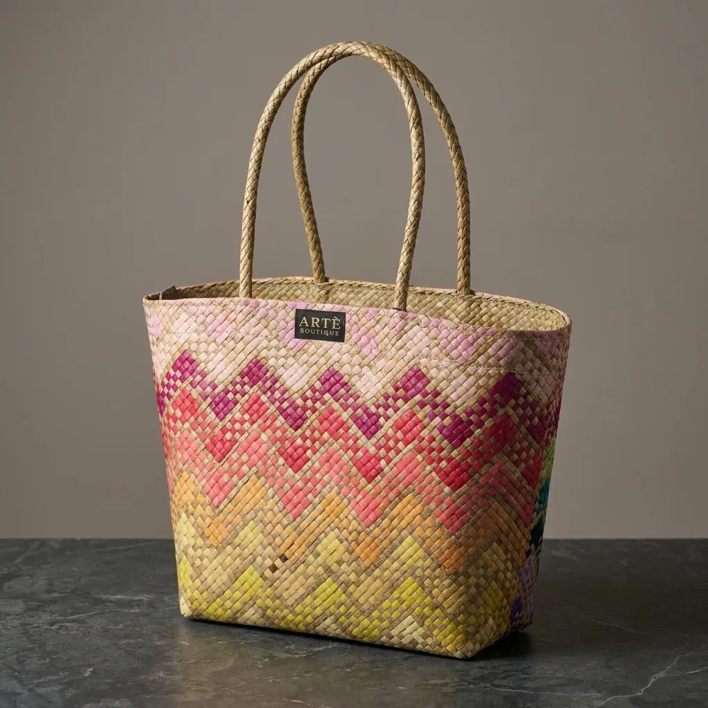 Handwoven Sunset Market Tote - Small (003)