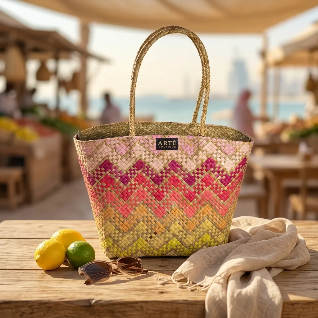 Handwoven Sunset Market Tote - Small (003)