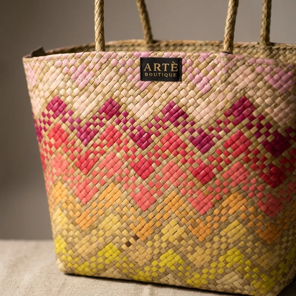 Handwoven Sunset Market Tote - Small (003)