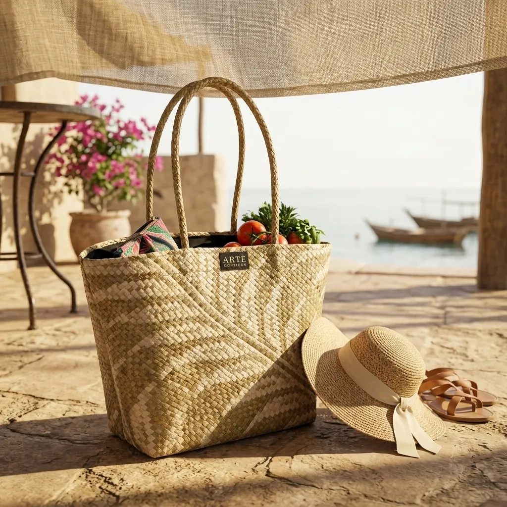 Handwoven Coastal Market Tote - Small (005)