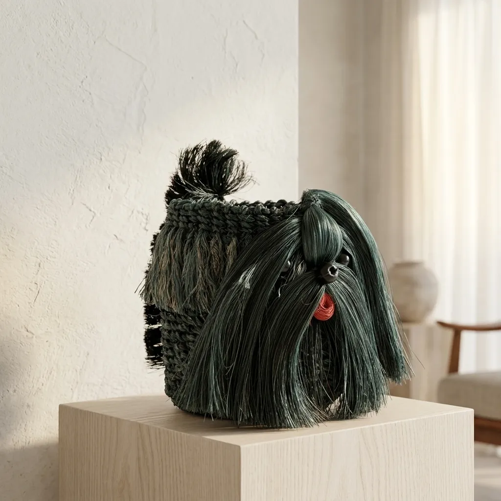 Handwoven Kimmie Black Planter/Decor (Small)