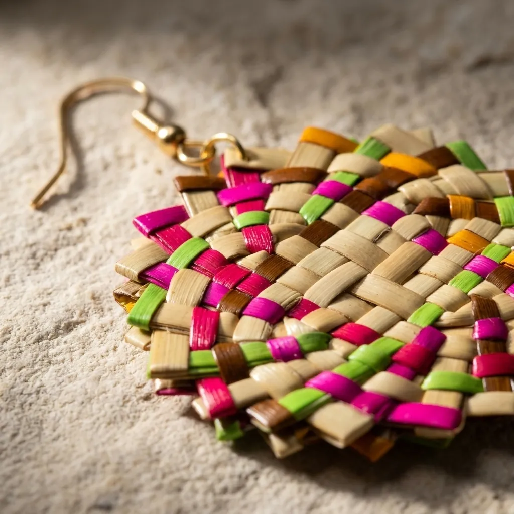 Handwoven Palm Bloom Earrings (Reg08)
