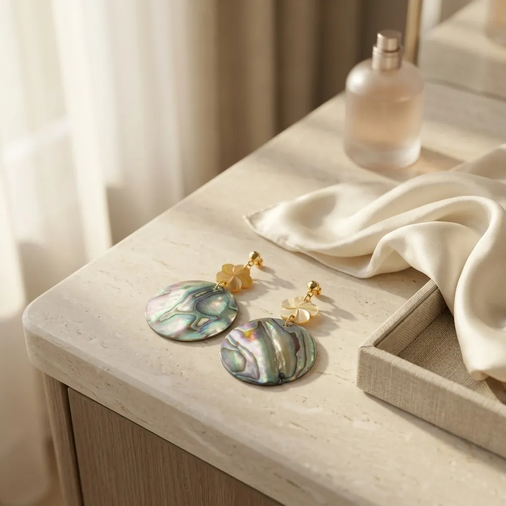 NZ Abalone Shell Flower Drop (AS01)