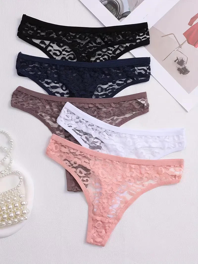 Women's 5 Pack Thong Set Lace Underwear Panties
