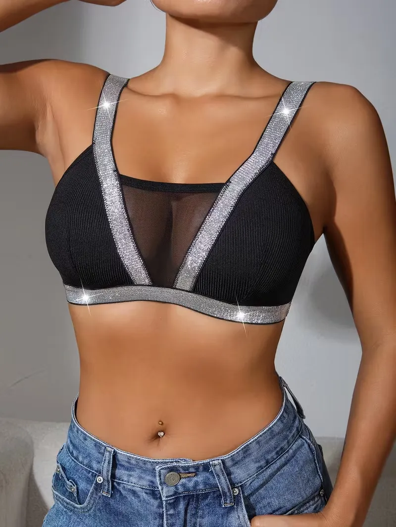 Women's Sparkly Mesh Sheer Bra