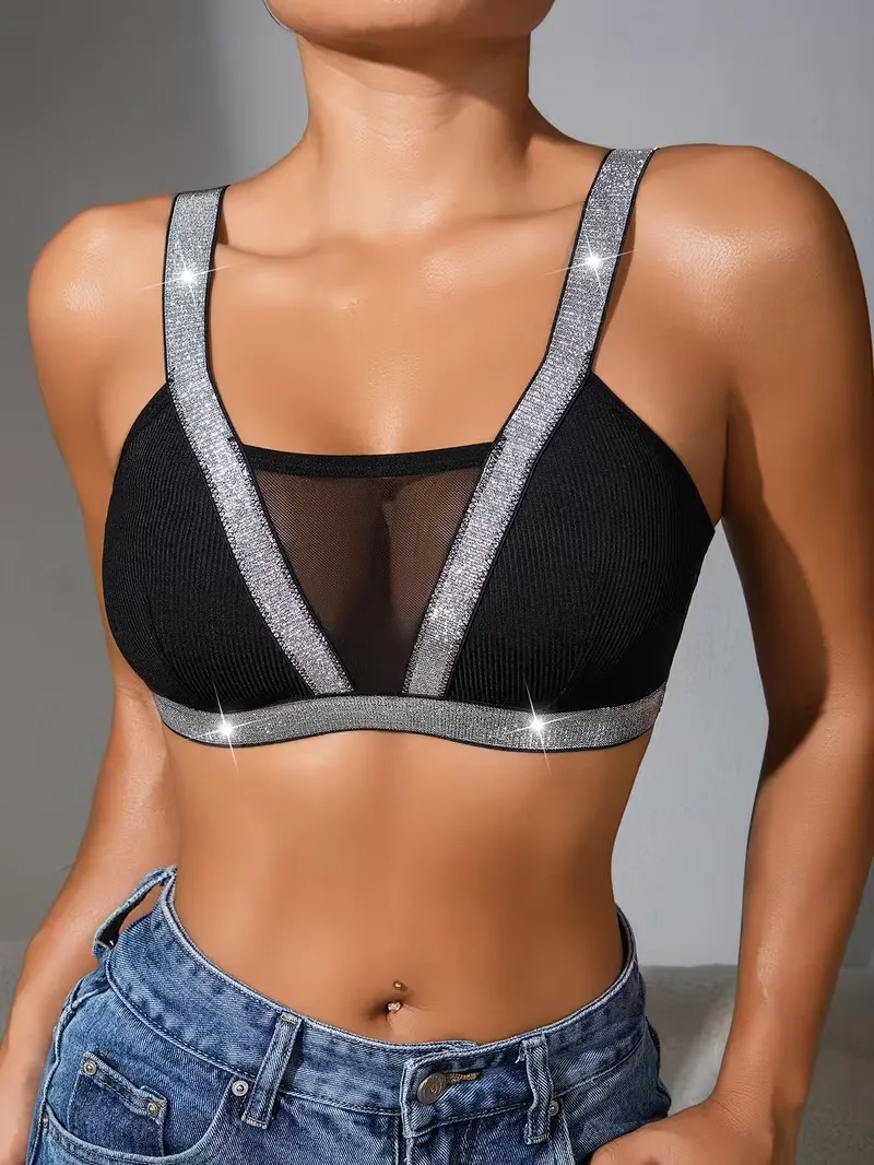 Women's Sparkly Mesh Sheer Bra