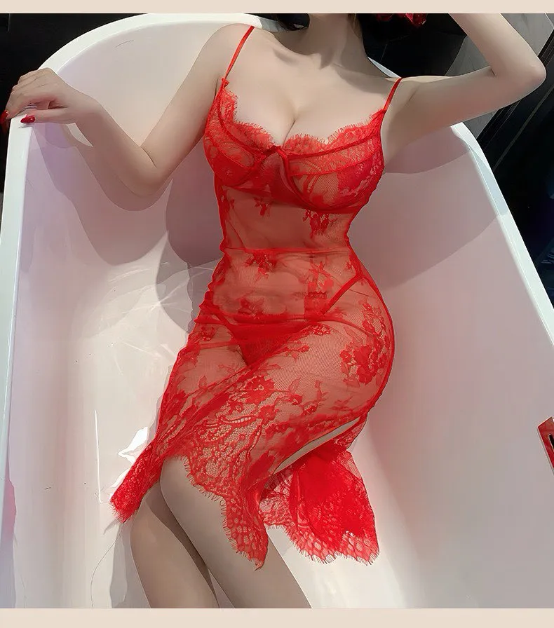 lace long nightwear dress