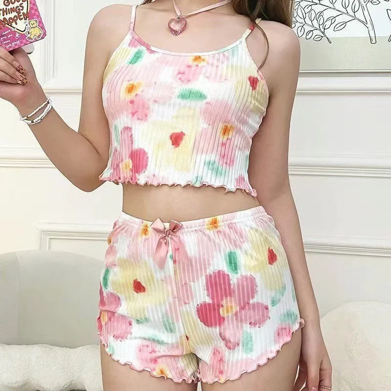 Print Cami Top and Shorts Pajama Set