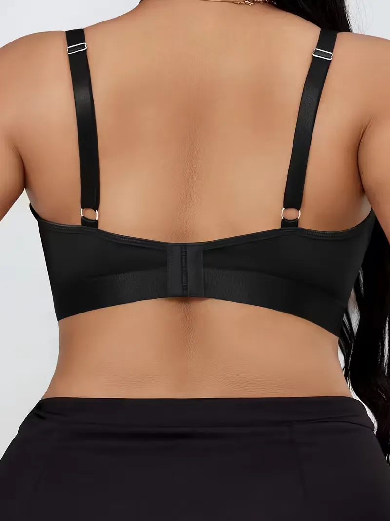 Criss-Cross Straps Sheer Mesh Rhinestone Bra