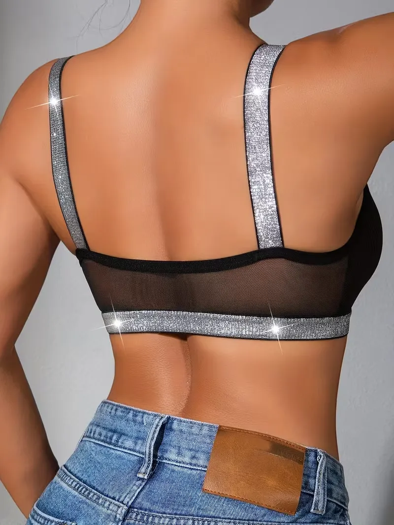Women's Sparkly Mesh Sheer Bra
