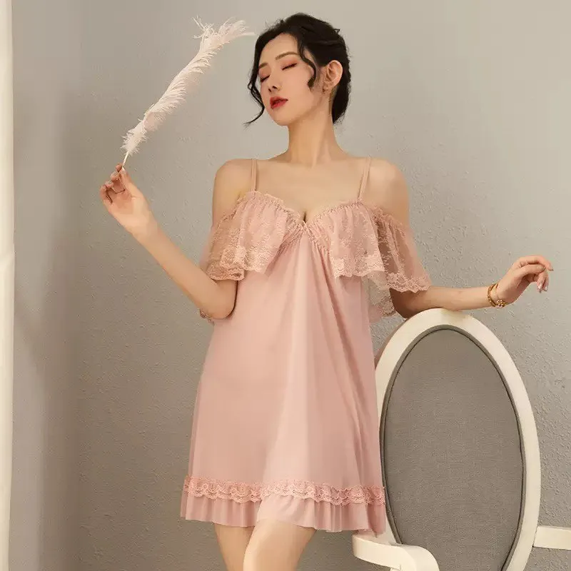 mesh ruffled camisole nightdress