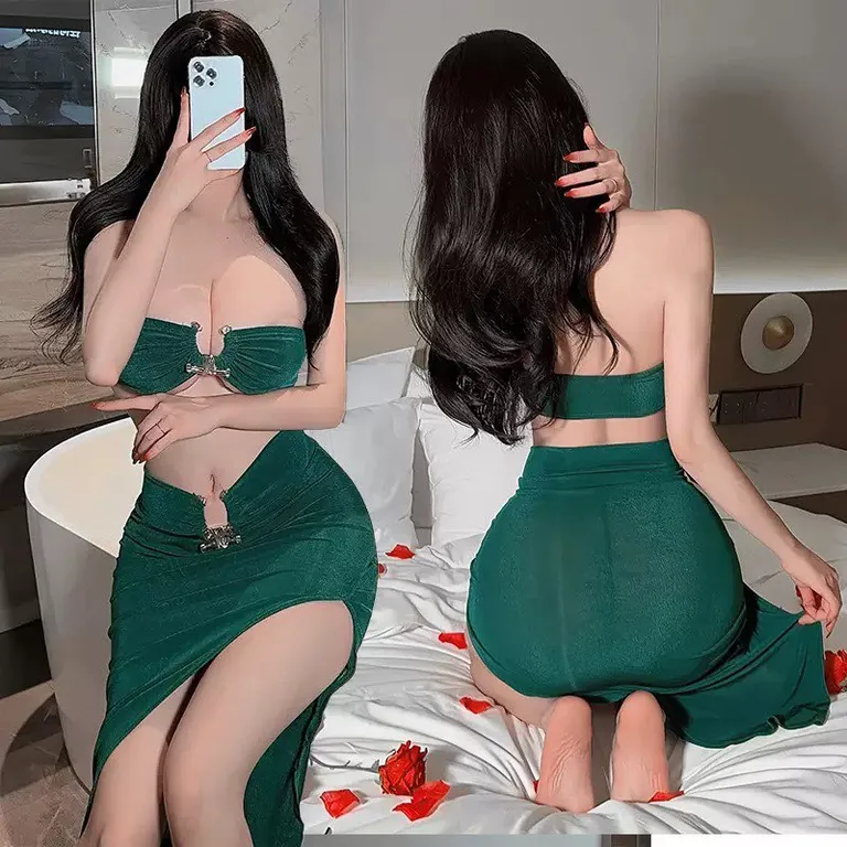 tube top bodycon split nightdress set