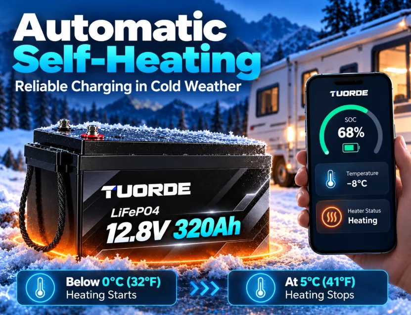 12V 320Ah Mini Smart Self-Heating LiFePO4 RV Battery