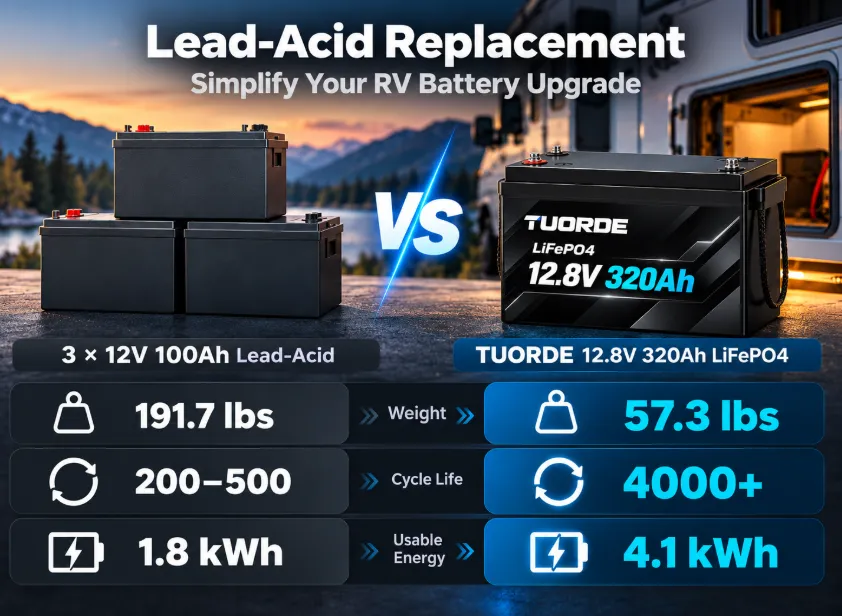 12V 320Ah Mini Smart Self-Heating LiFePO4 RV Battery