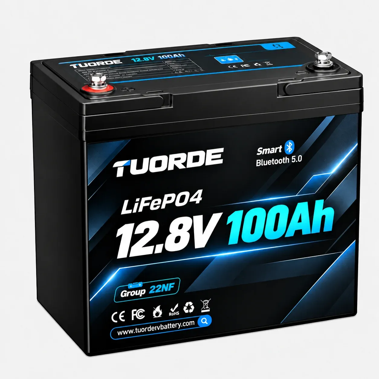 12V 100Ah Mini Group 22NF Bluetooth LiFePO4 Battery
