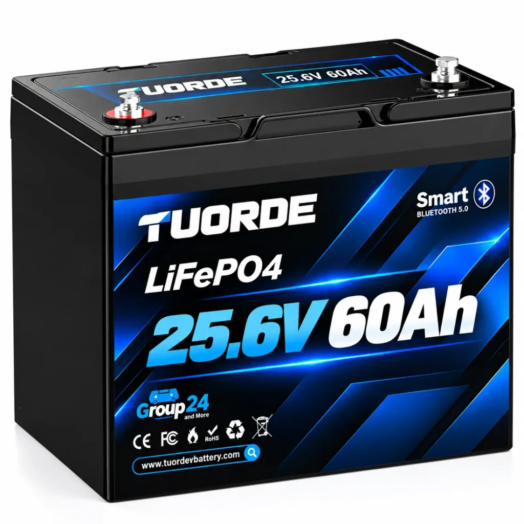 24V 60Ah Group 24 Bluetooth LiFePO4 Trolling Motor Battery