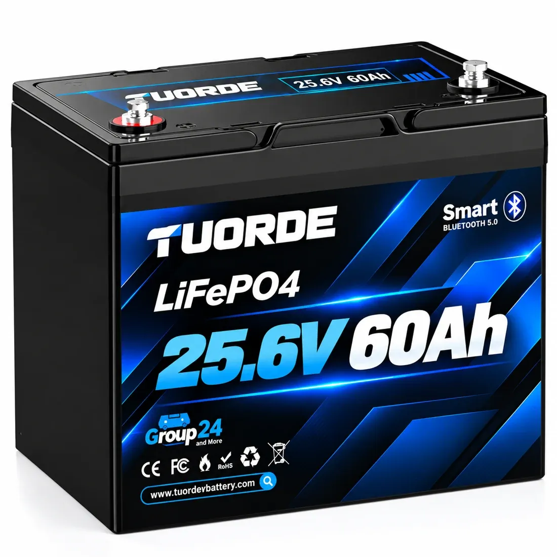 24V 60Ah Group 24 Bluetooth LiFePO4 Trolling Motor Battery
