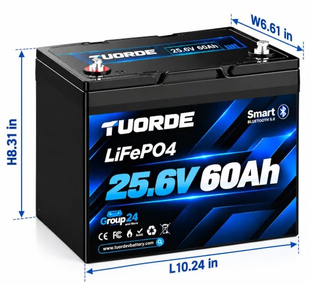 24V 60Ah Group 24 Bluetooth LiFePO4 Trolling Motor Battery