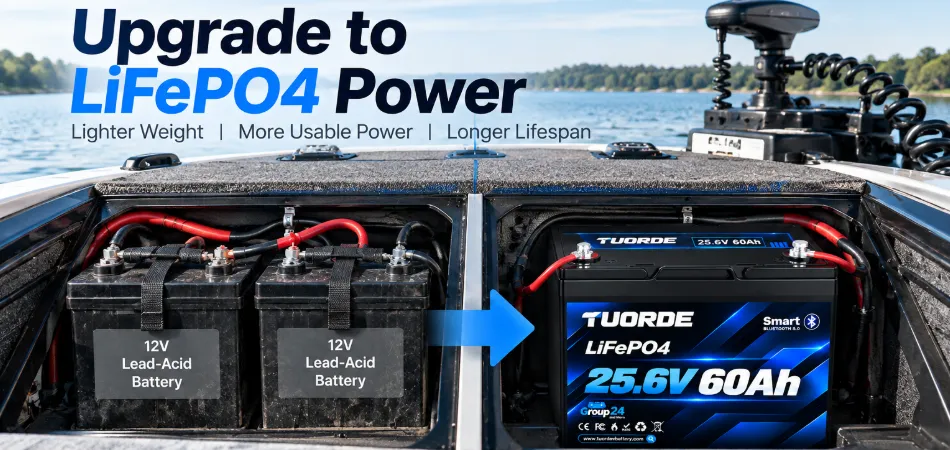 24V 60Ah Group 24 Bluetooth LiFePO4 Trolling Motor Battery