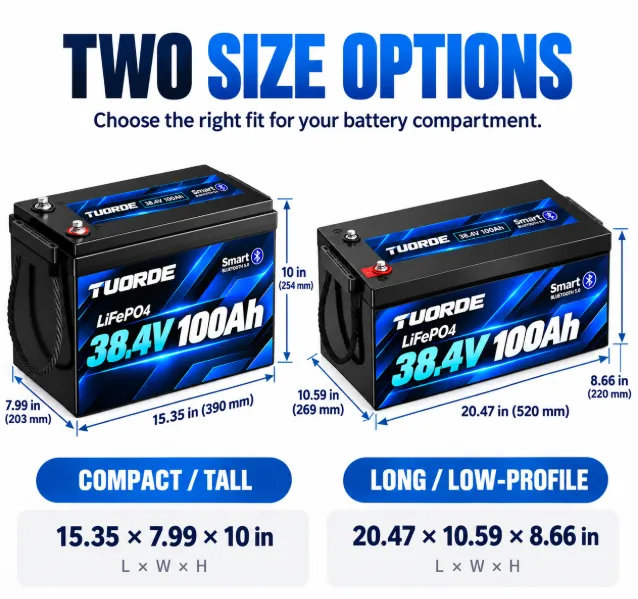 36V 100Ah Low-Profile Bluetooth LiFePO4 Outboard Battery