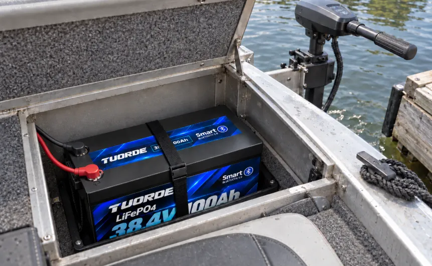36V 100Ah Low-Profile Bluetooth LiFePO4 Outboard Battery