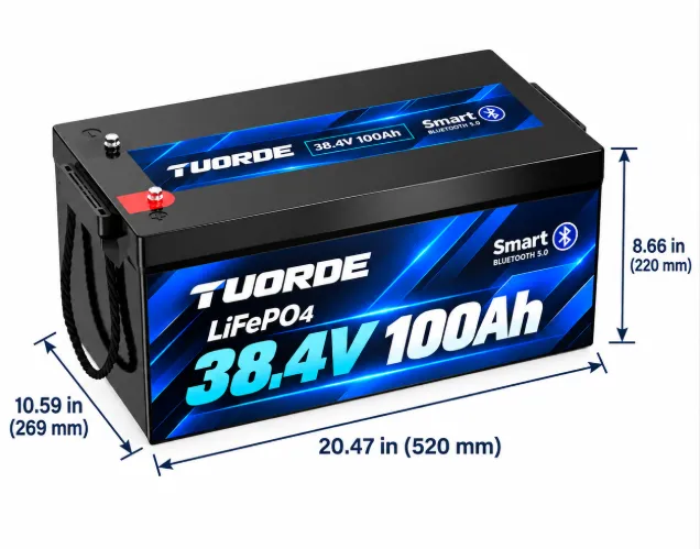 36V 100Ah Low-Profile Bluetooth LiFePO4 Outboard Battery