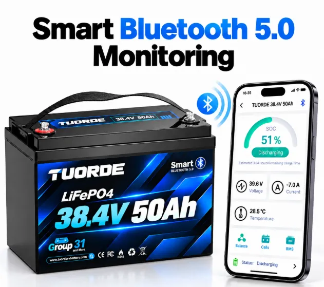 36V 50Ah Group 31 Bluetooth LiFePO4 Trolling Motor Battery