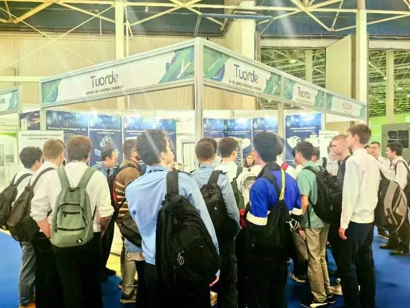 Visitors gathered at the TUORDE exhibition booth in Kazakhstan