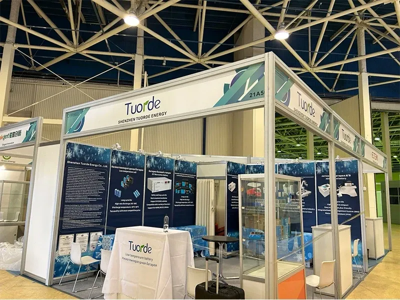 TUORDE exhibition booth with battery displays in Uzbekistan