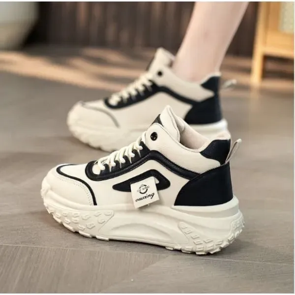 🔥👟 Women’s Chunky Black High-Top Sneakers