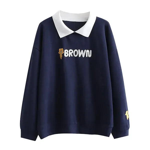 Snuggly Navy Bear Sweatshirt – Cozy Long Sleeve Winter Crewneck 🐻❄️